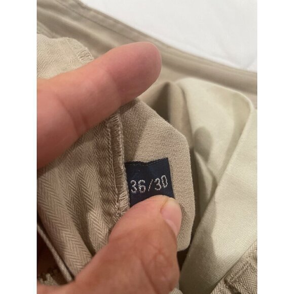 POLO RALPH LAUREN PANTS MEN'S WIDE LEG COTTON CARGO  36/30 COLOR KHAKI VINTAGE - Picture 6 of 8